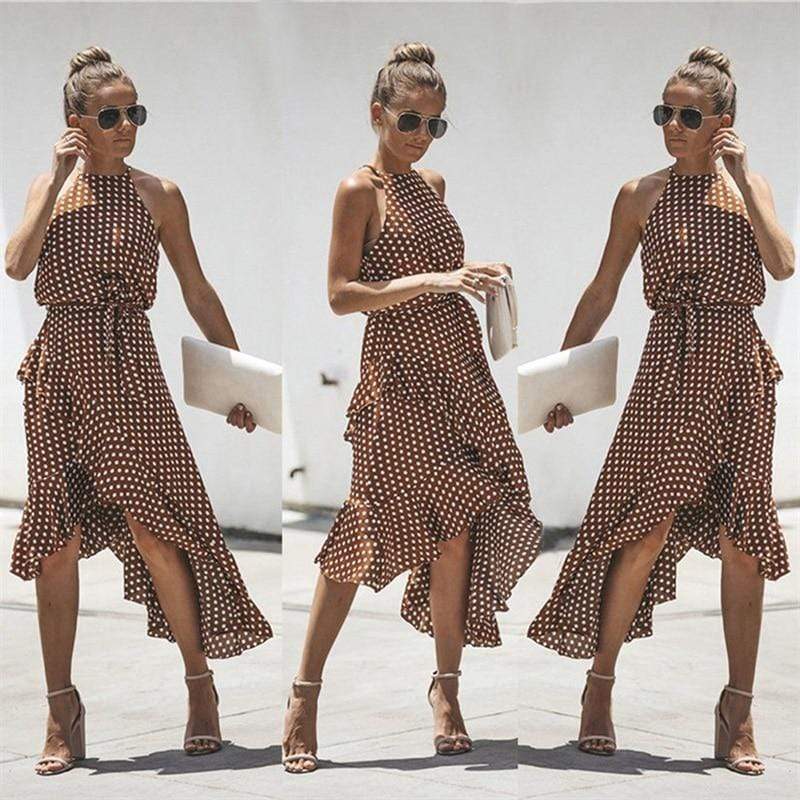 Boho Vintage Polka Dot Midi Dresses ...